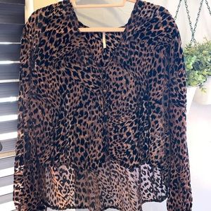 FREE PEOPLE Wild Dreams Animal Print Velvet Top